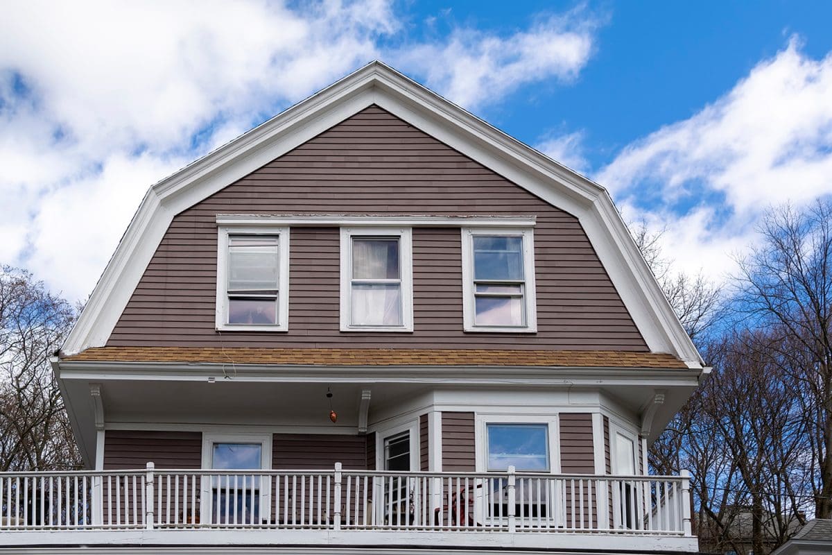 a home built with a two-slop gambrel-style roof