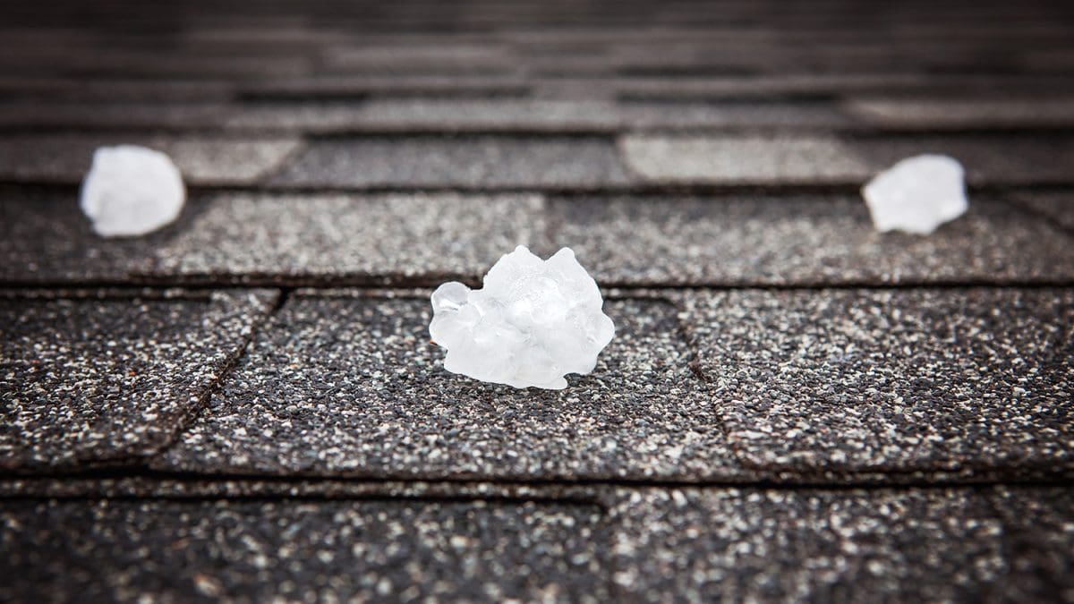 Hail on a roof after a storm.